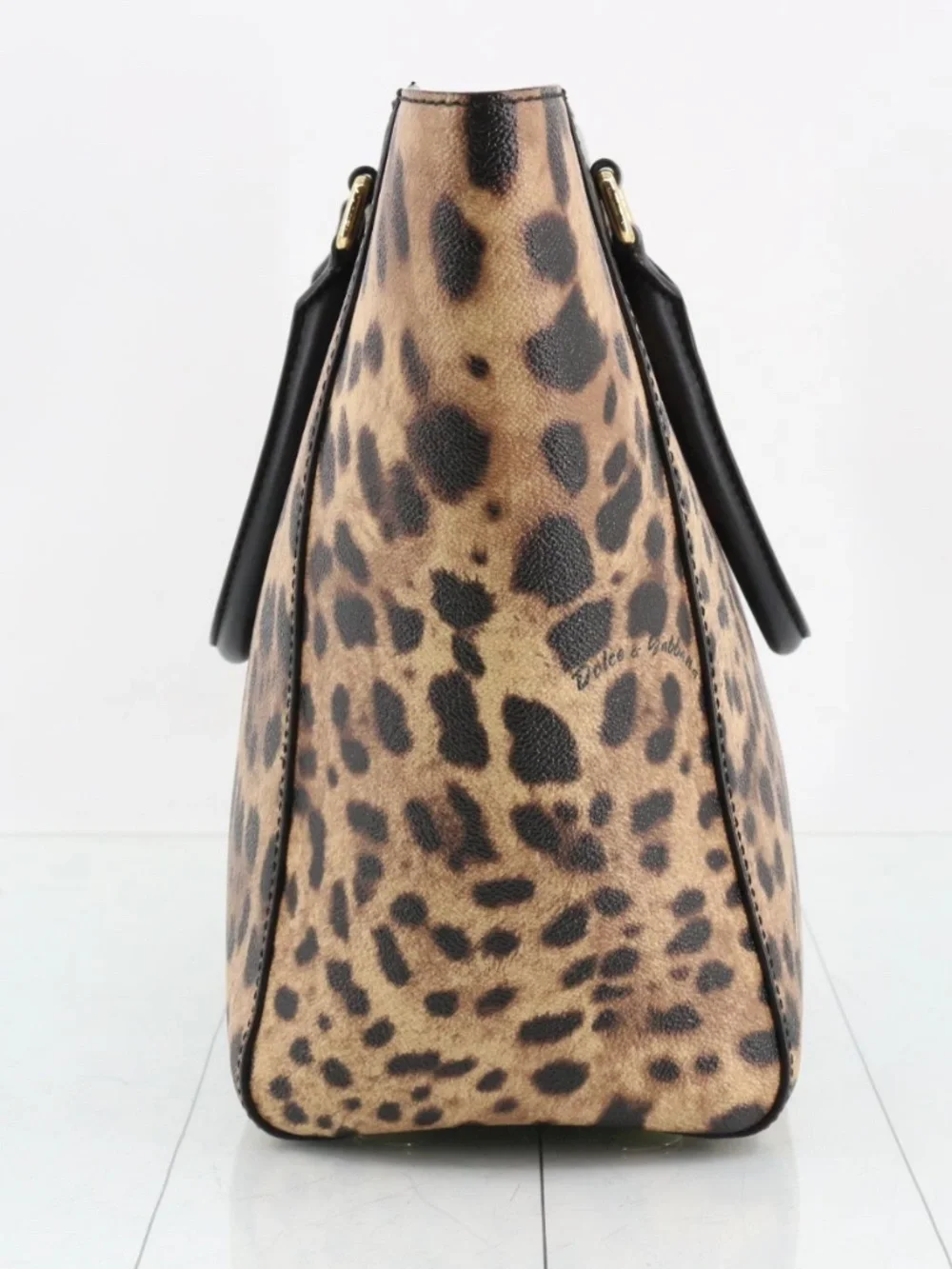 Dolce & Gabbana Leopard Print Large Tote Bag Black Leather - Picture 4 of 17